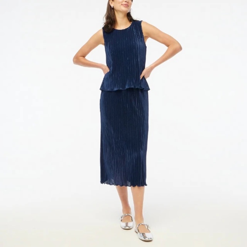 J Crew Navy Blue Pleated Set NWT